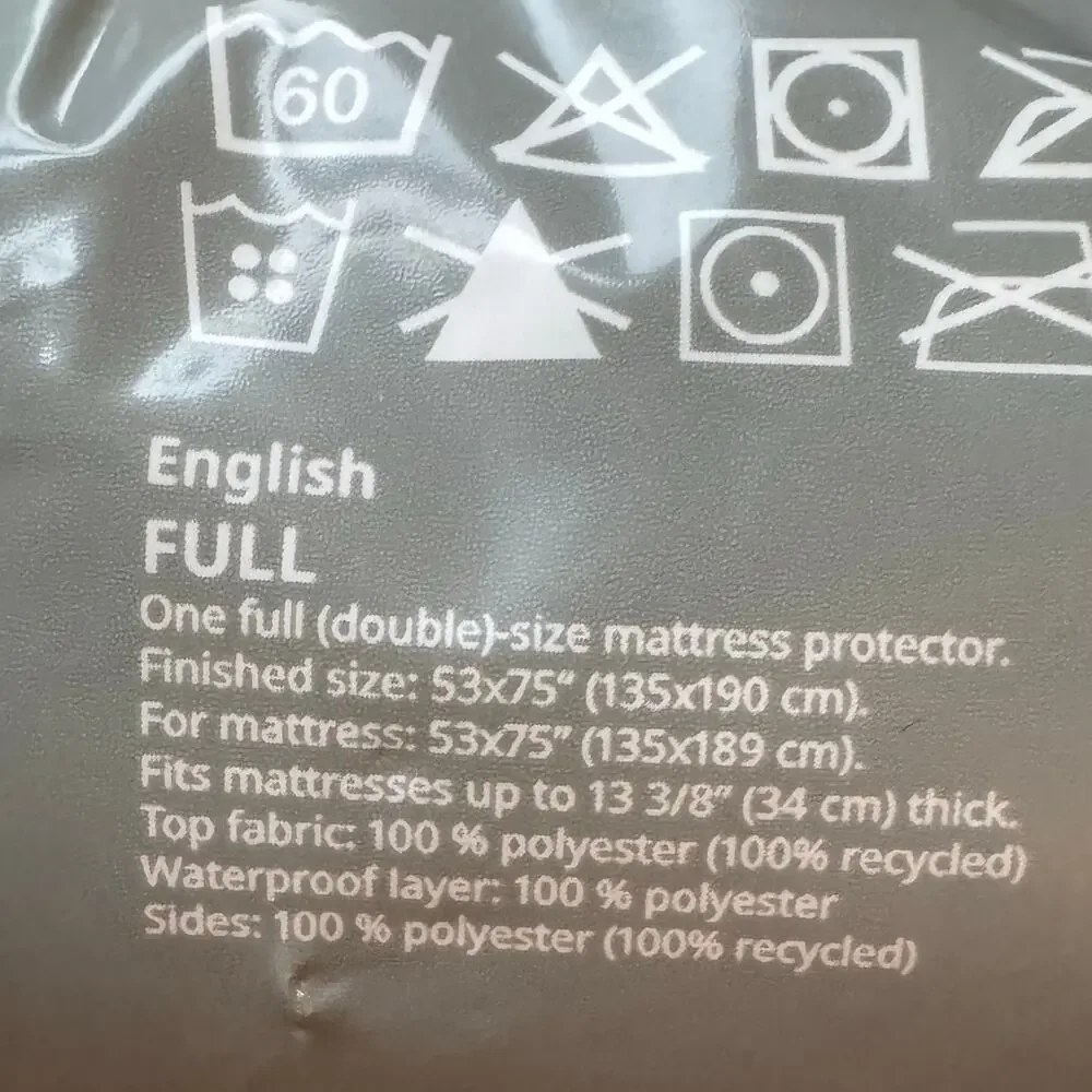 Ikea Grusnarv Waterproof Mattress Pad Protector Full Size new in package